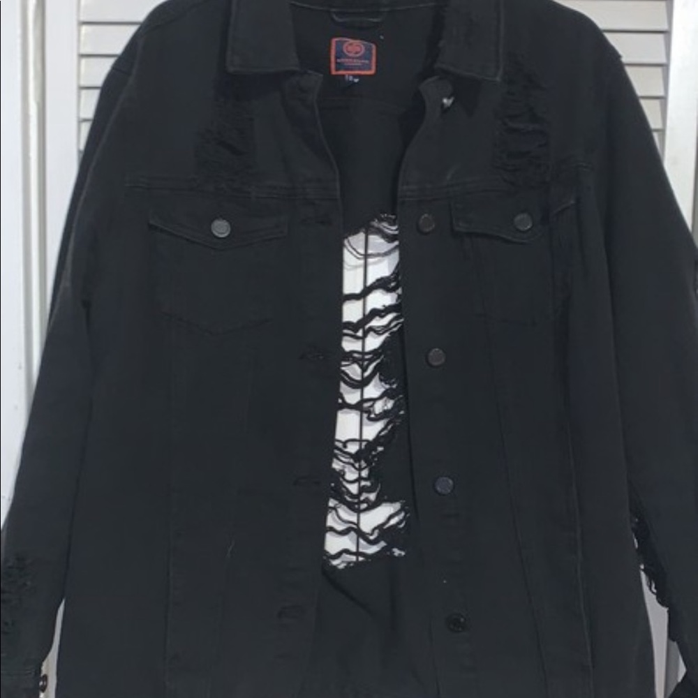 Oversized Distressed Jean Jacket